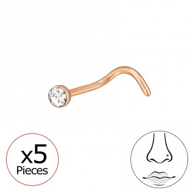 0.8Mm (20G) X5 2mm Rose Gold Plated Nose Piercing - Titanium Titanium Nose Jewelry A4S47907