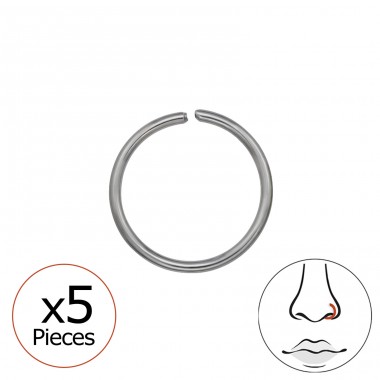 5 x Okrągłe do Nosa 0.8 mm (20 G) - Tytan Titanium Nose Jewelry A4S48941