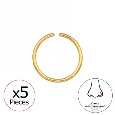 5 x Pozłacane Okrągłe do Nosa 0.8 mm (20 G) - Tytan Titanium Nose Jewelry A4S48942
