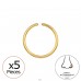 5 pcs Gold plated nose rings 0,8 mm 20 G - Titanium Titanium Nose Jewelry A4S48942