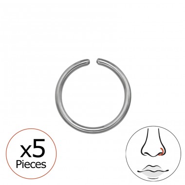 5 x Okrągłe do Nosa 0.8 mm (20 G) - Tytan Titanium Nose Jewelry A4S48943