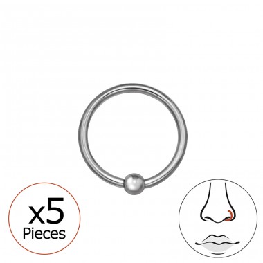 5 x Okrągłe do Nosa 0.8 mm (20 G) - Tytan Titanium Nose Jewelry A4S48947