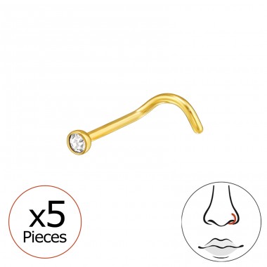 5 db aranyozott kerek kristály 2 mm 20 G - Titán Titanium Nose Jewelry A4S48950