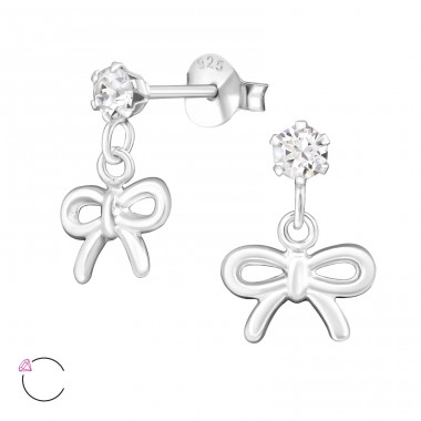 Schleife mit Swarovski® Kristallen - Silber 925 Swarovski Ohrstecker A4S32832