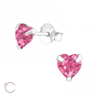 Srdce S Swarovski® Kryštálmi - Šperkové Striebro 925 Swarovski Puzetové Náušnice A4S36646