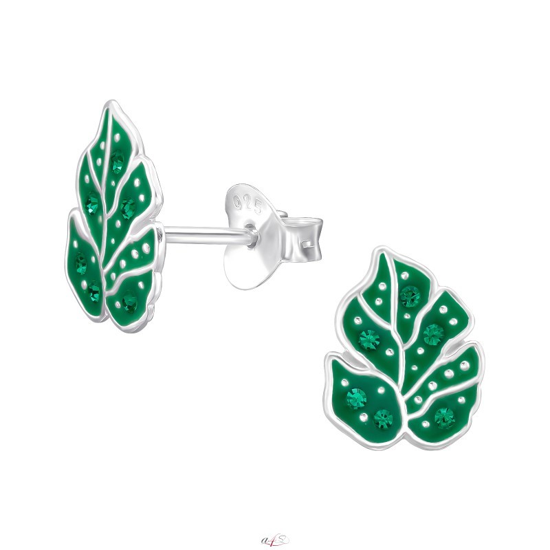 Monstera-Blatt  Schmuck-Ohrstecker aus 925er-Silber
