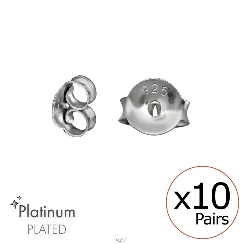 Platinum Butterflies Lock for Ear studs 10 pairs 925 Sterling