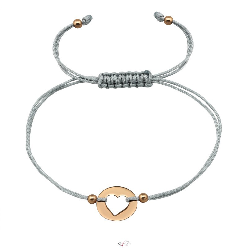 Heart 925 Sterling Silver Nylon Cord Bracelets With Cords