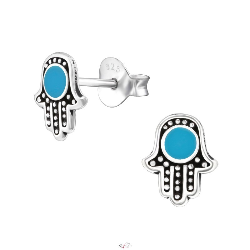 Hamsa 925 Sterling Silver Plain Ear Studs