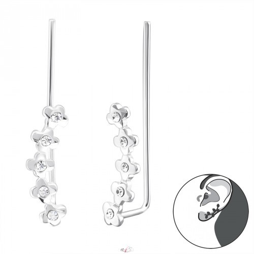 Floare Din Argint Argint 925 Cercei Tip Ear Cuffs