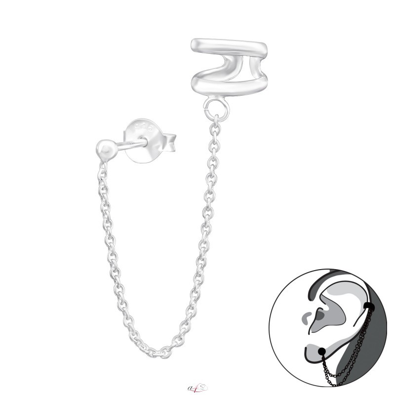 Hanging chain 925 Sterling Silver Ear Cuffs And Ear Pins