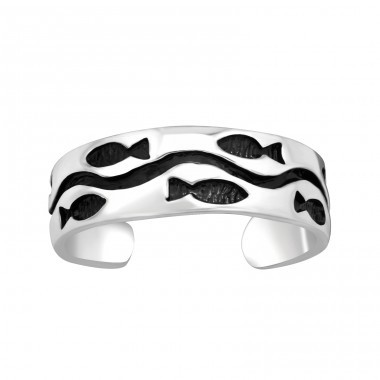Fish oxidized 925 Sterling Silver Toe Rings