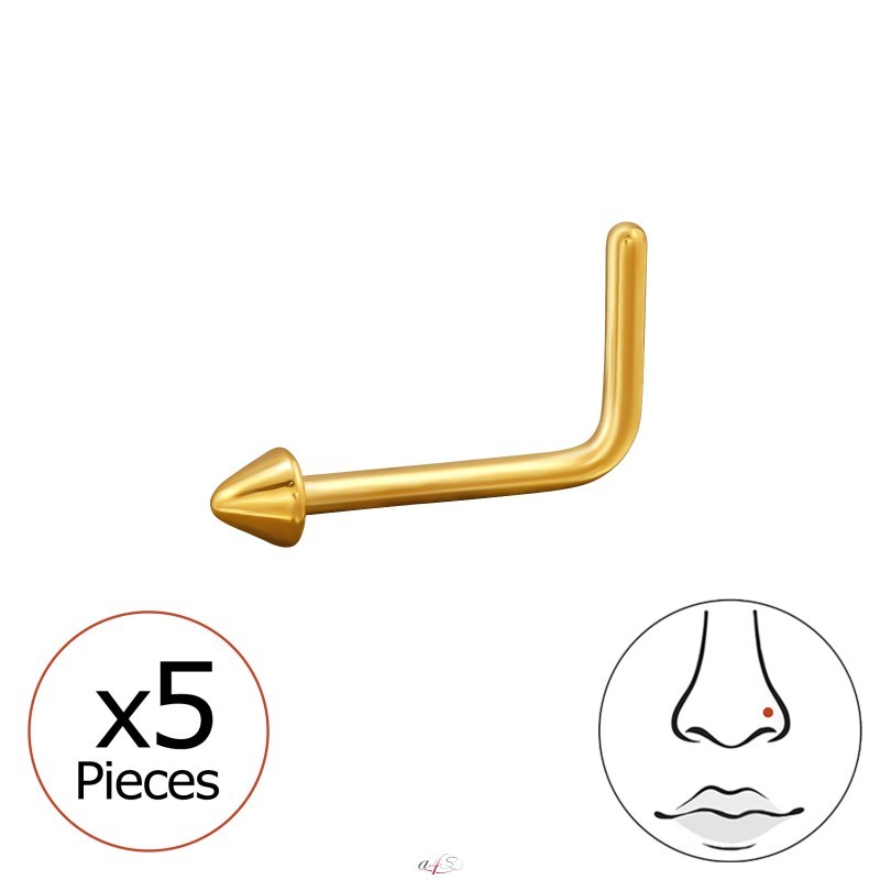 Golden Triangle nose piercing 2mm, (20 G) 5pcs Titanium Titanium