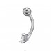 Kulatý zirkon - Šperkovní Stříbro 925 + Chirurgická Ocel 316 Piercing Do Pupku A4S49649