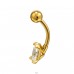 Golden Oval with Zircon - 925 Sterling Silver + 316 Surgical Steel Belly Bananas A4S49652