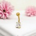 Golden Oval with Zircon - 925 Sterling Silver + 316 Surgical Steel Belly Bananas A4S49652