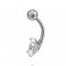 Oval mit Zirkon - 316 Chirurgenstahl + 925Er Silber Bauchbananen Belly Piercing A4S49651