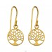 12mm Golden Tree Of Life - 925 Sterling Silver Plain Earrings A4S49740