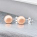 Round - 925 Sterling Silver Ear Studs with Pearls A4S21880