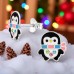 Pinguin mit Buntem Kristallen - 925Er Silber Ohrstecker Mit Emaillefarben A4S49590