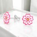 Flower with yellow crystal - 925 Sterling Silver Ear Studs With Enamel Colors A4S44766