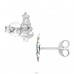 Choinki z Kryształem - Srebro Próby 925 Kolorowe Kolczyki Ze Sztyftem A4S50504