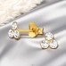 Golden Triangle with Crystals - 925 Sterling Silver Ear Studs With Crystal Stones A4S49731