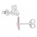 8 mm Double Heart with Crystals - 925 Sterling Silver Ear Studs With Enamel Colors A4S49914