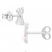 8 mm Rabbit with Pearl - 925 Sterling Silver Ear Studs With Enamel Colors A4S49592