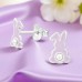 8 mm Rabbit with Pearl - 925 Sterling Silver Ear Studs With Enamel Colors A4S49592