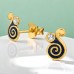 8 mm Goldden Spiral with Crystal - 925 Sterling Silver Ear Studs With Crystal Stones A4S49915