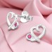 Open Asymmetrical Heart with Crystals - 925 Sterling Silver Ear Studs With Crystal Stones A4S50022