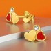 Golden Connected Hearts - 925 Sterling Silver Ear Studs With Crystal Stones A4S50074