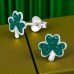 Clover with Crystals - 925 Sterling Silver Ear Studs With Stones A4S50078