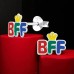 Best Friends Forever "BFF" - 925 Sterling Silver Ear Studs With Enamel Colors A4S50026