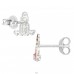 9 mm Gymnastics with Crystal - 925 Sterling Silver Ear Studs With Enamel Colors A4S49918
