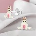 9 mm Gymnastics with Crystal - 925 Sterling Silver Ear Studs With Enamel Colors A4S49918