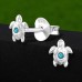 5 mm Turtle with Crystal - 925 Sterling Silver Ear Studs With Stones A4S50021
