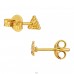 4 mm Golden Triangle with Crystal - 925 Sterling Silver Ear Studs With Crystal Stones A4S49910