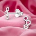 Three Hexagon with Crystals - 925 Sterling Silver Ear Studs With Crystal Stones A4S50070