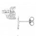 Dog with Crystals - 925 Sterling Silver Ear Studs With Crystal Stones A4S50107