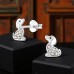 Dog with Crystals - 925 Sterling Silver Ear Studs With Crystal Stones A4S50107