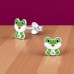 7 mm Frog  with Enamel Colors - 925 Sterling Silver Ear Studs With Enamel Colors A4S50109