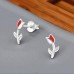 10 mm Tulip - 925 Sterling Silver Ear Studs With Enamel Colors A4S50196
