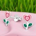 Floare in forma de inima - Argint 925 Cercei Cu Surub Colorati A4S50080