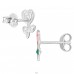 Floare in forma de inima - Argint 925 Cercei Cu Surub Colorati A4S50080