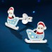 Santa Claus On Sleigh - 925 Sterling Silver Ear Studs With Enamel Colors A4S50077
