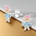 10mm Ballerina Dancer with Crystals - 925 Sterling Silver Ear Studs With Enamel Colors A4S50027