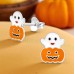Pumpkin And Ghost - 925 Sterling Silver Ear Studs With Enamel Colors A4S50081