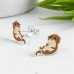 Otter with Enamel Colors - 925 Sterling Silver Ear Studs With Enamel Colors A4S50204